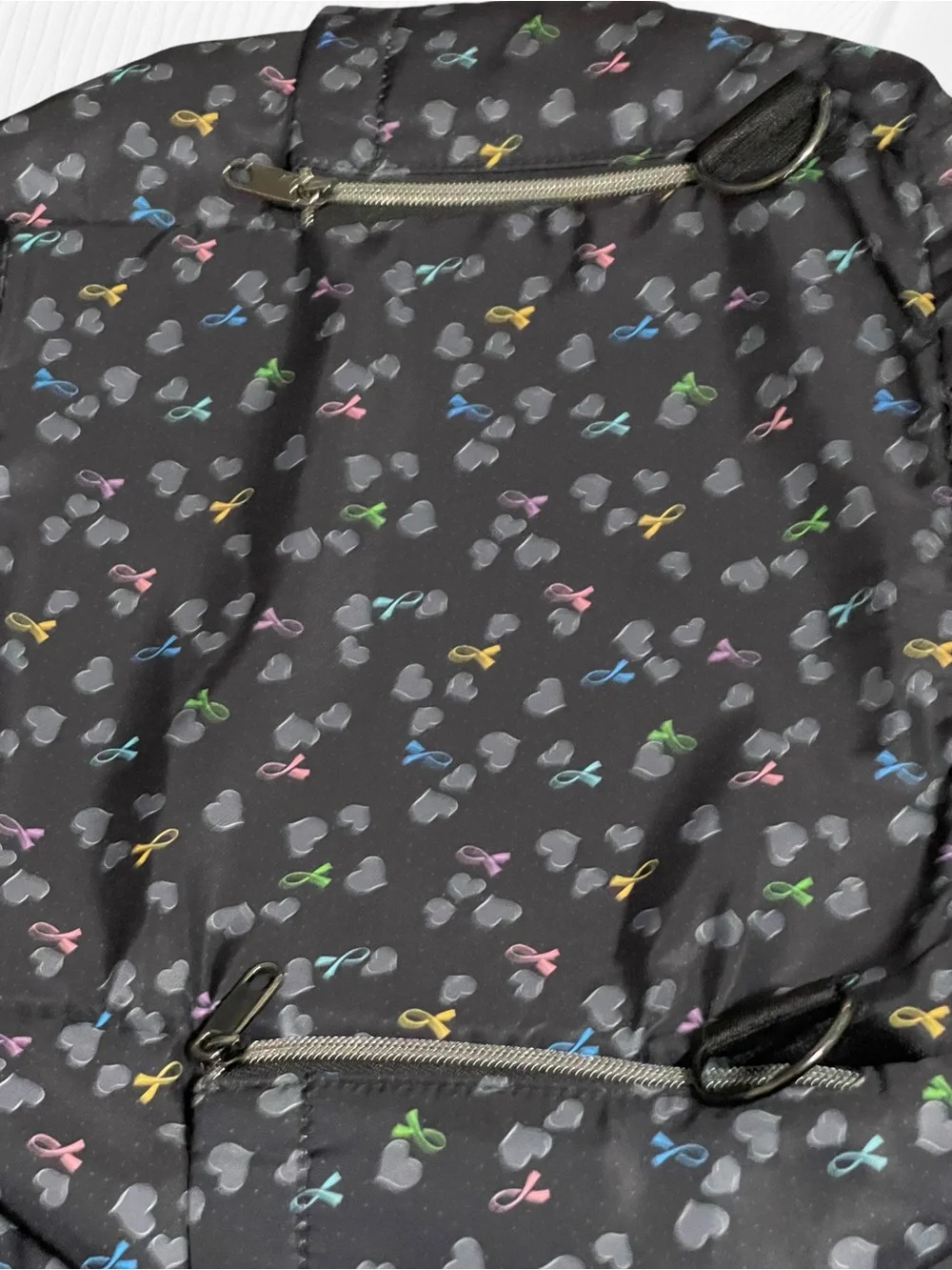 HeartSoul Bella Convertible Backpack Tote Bag Awareness Ribbons Hearts Black